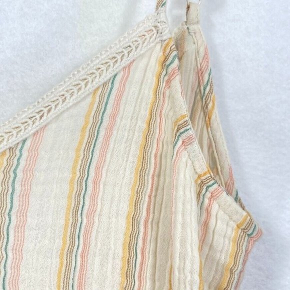 Aerie Multicolor Striped Gauzy Surplice Back Cropped Cami Tank Size L - Picture 2 of 8
